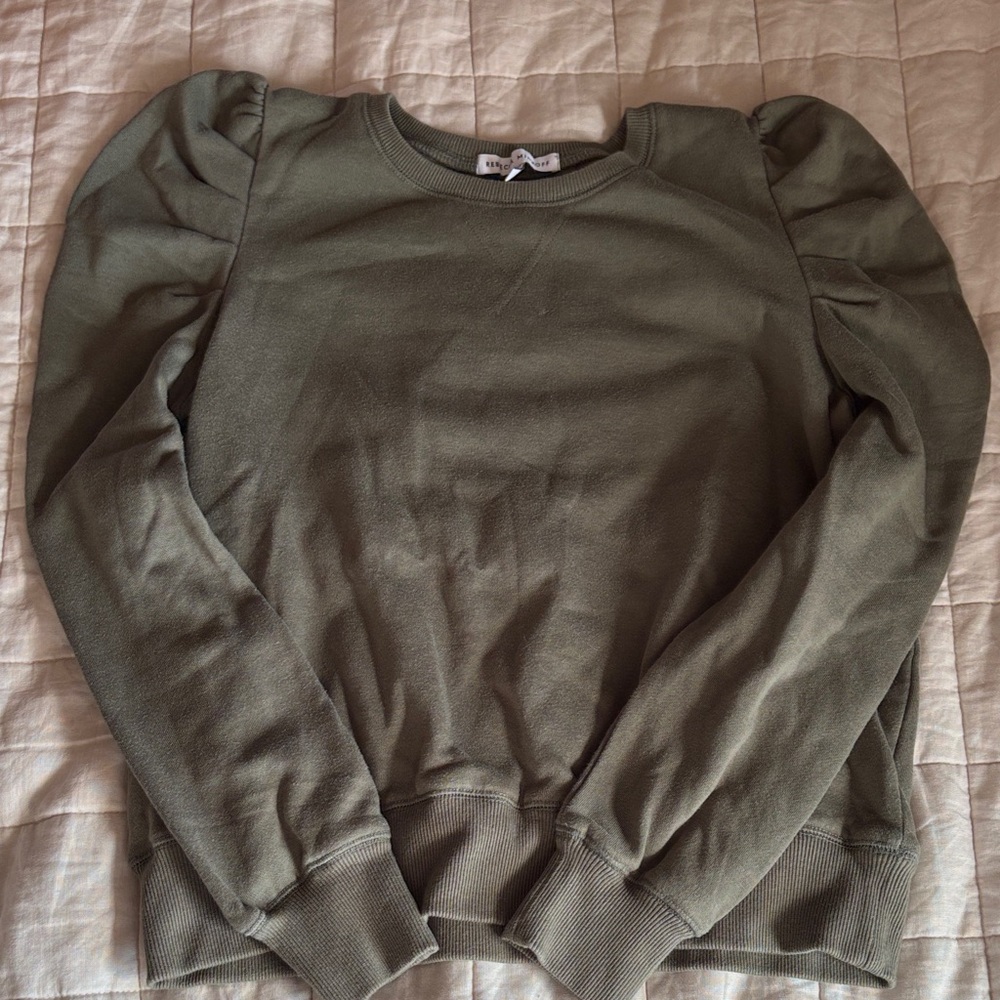 Rebecca Minkoff Green Crewneck Puff Sleeve Sweatshirt